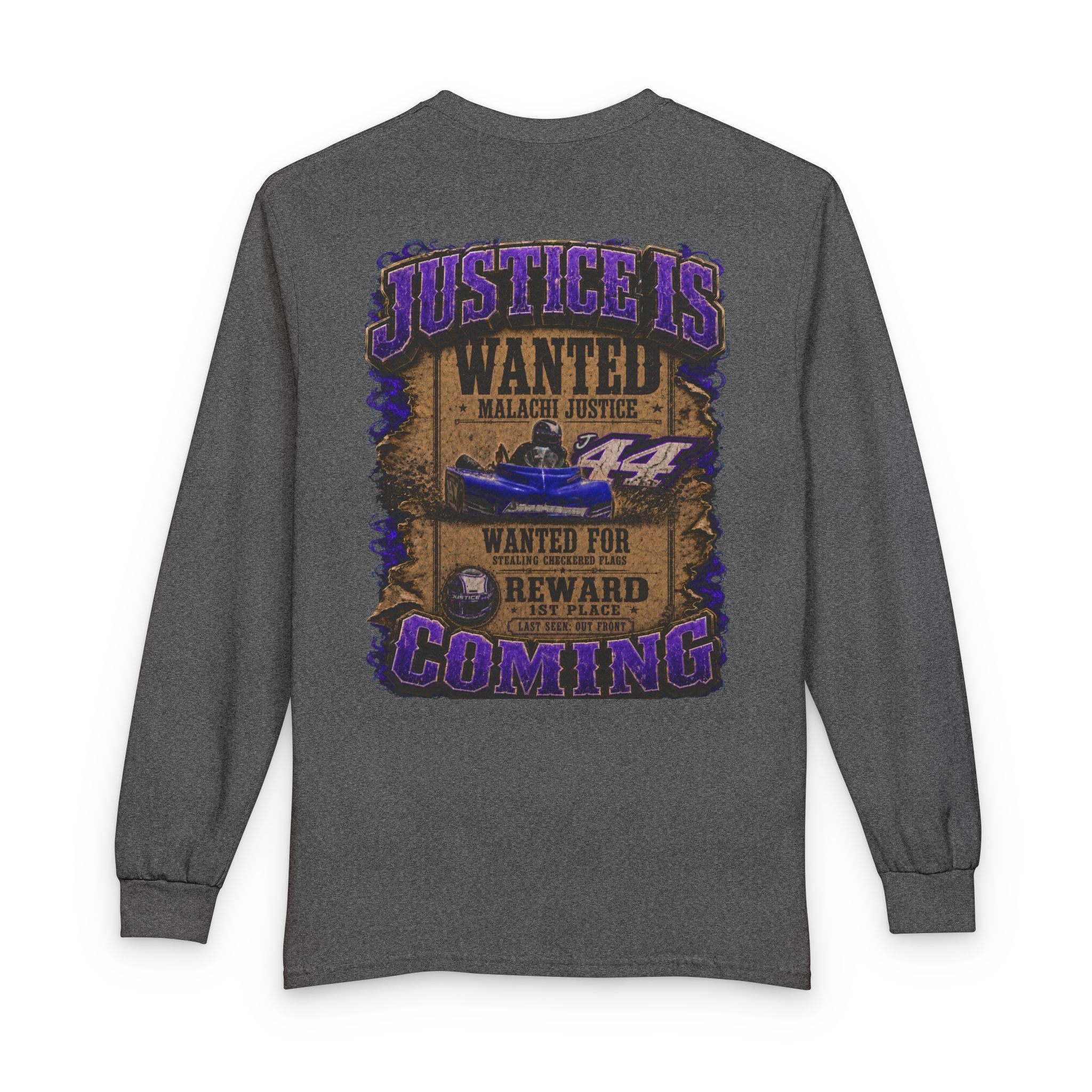 Malachi Justice — "Justice Is Coming" Adult Long Sleeve Tee