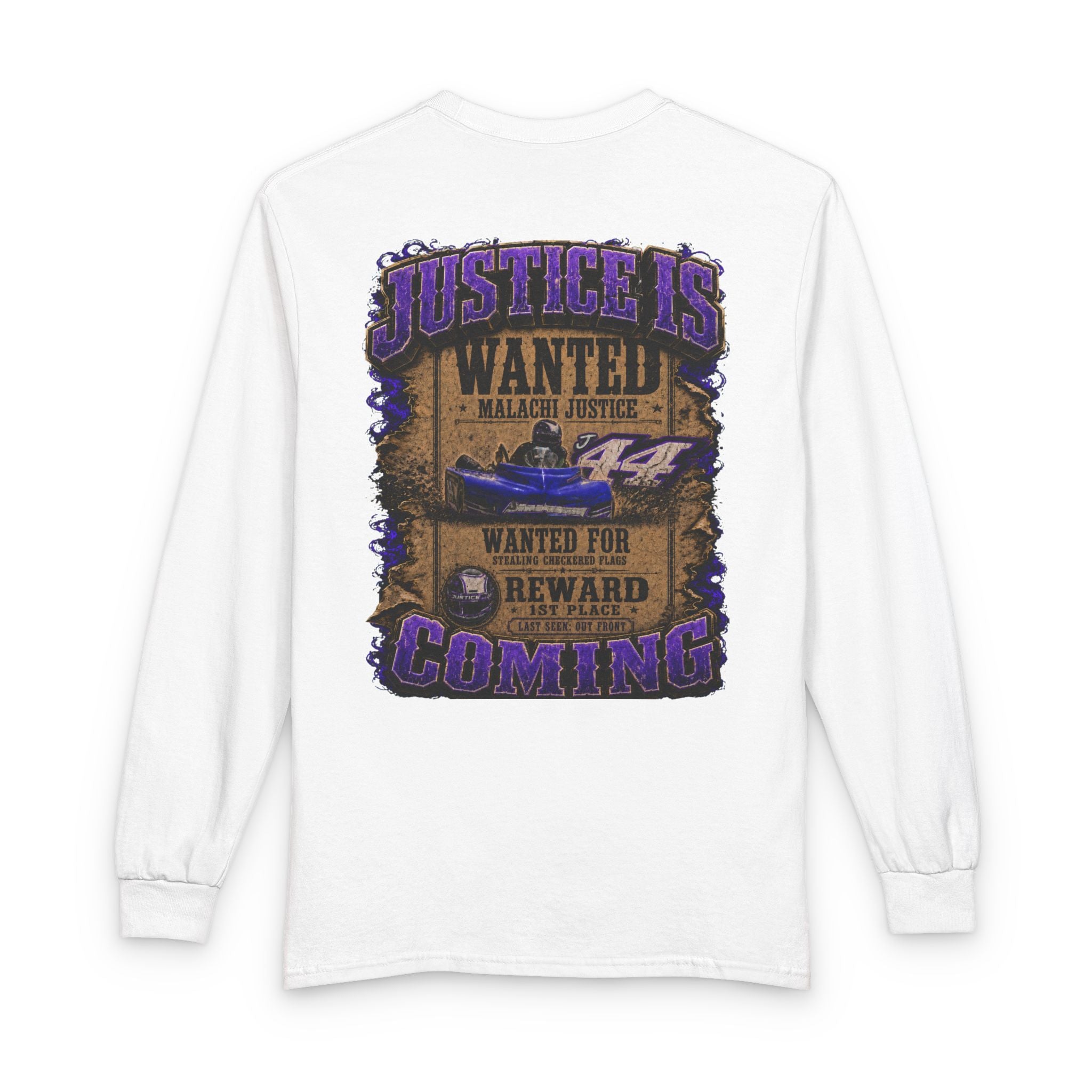 Malachi Justice — "Justice Is Coming" Adult Long Sleeve Tee