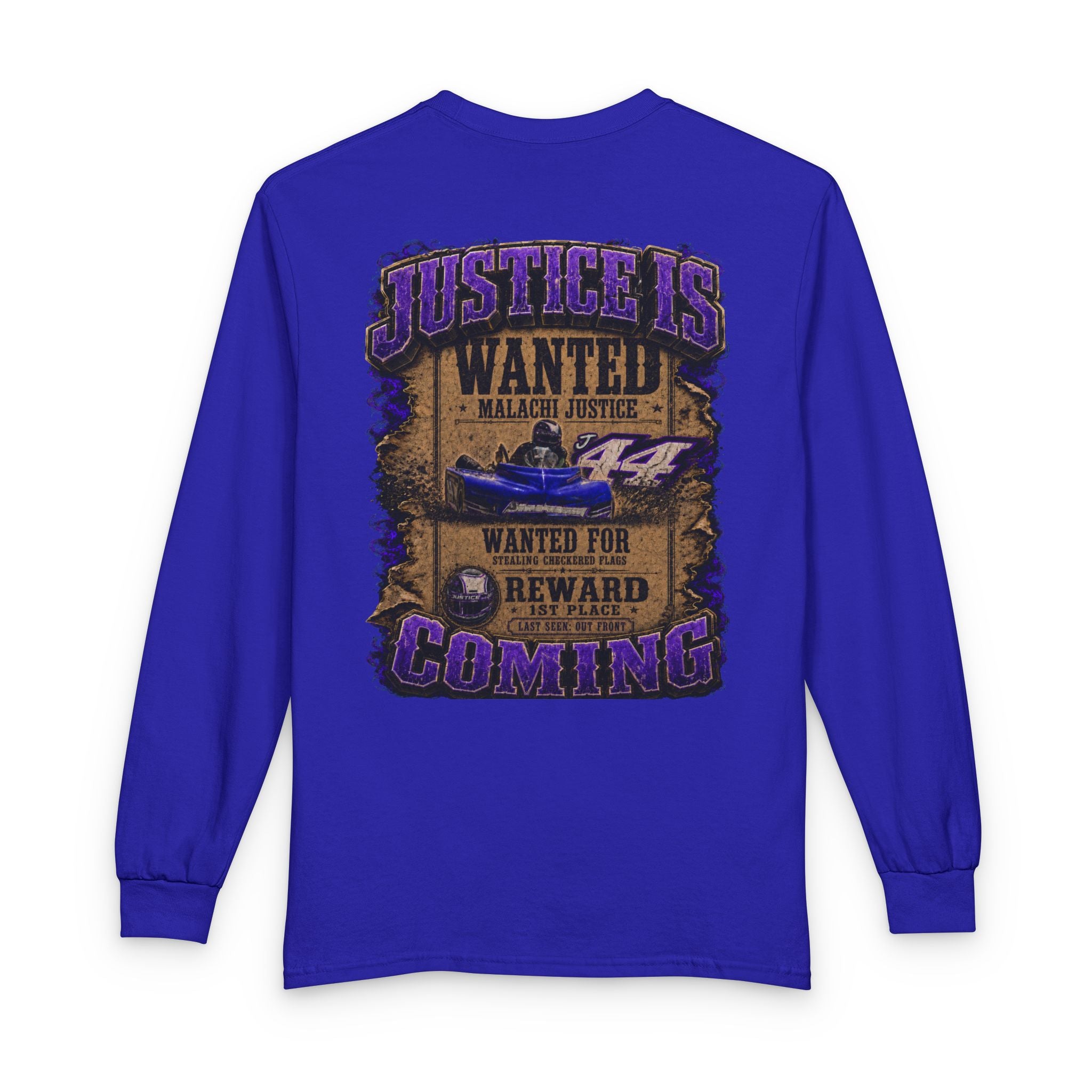 Malachi Justice — "Justice Is Coming" Adult Long Sleeve Tee