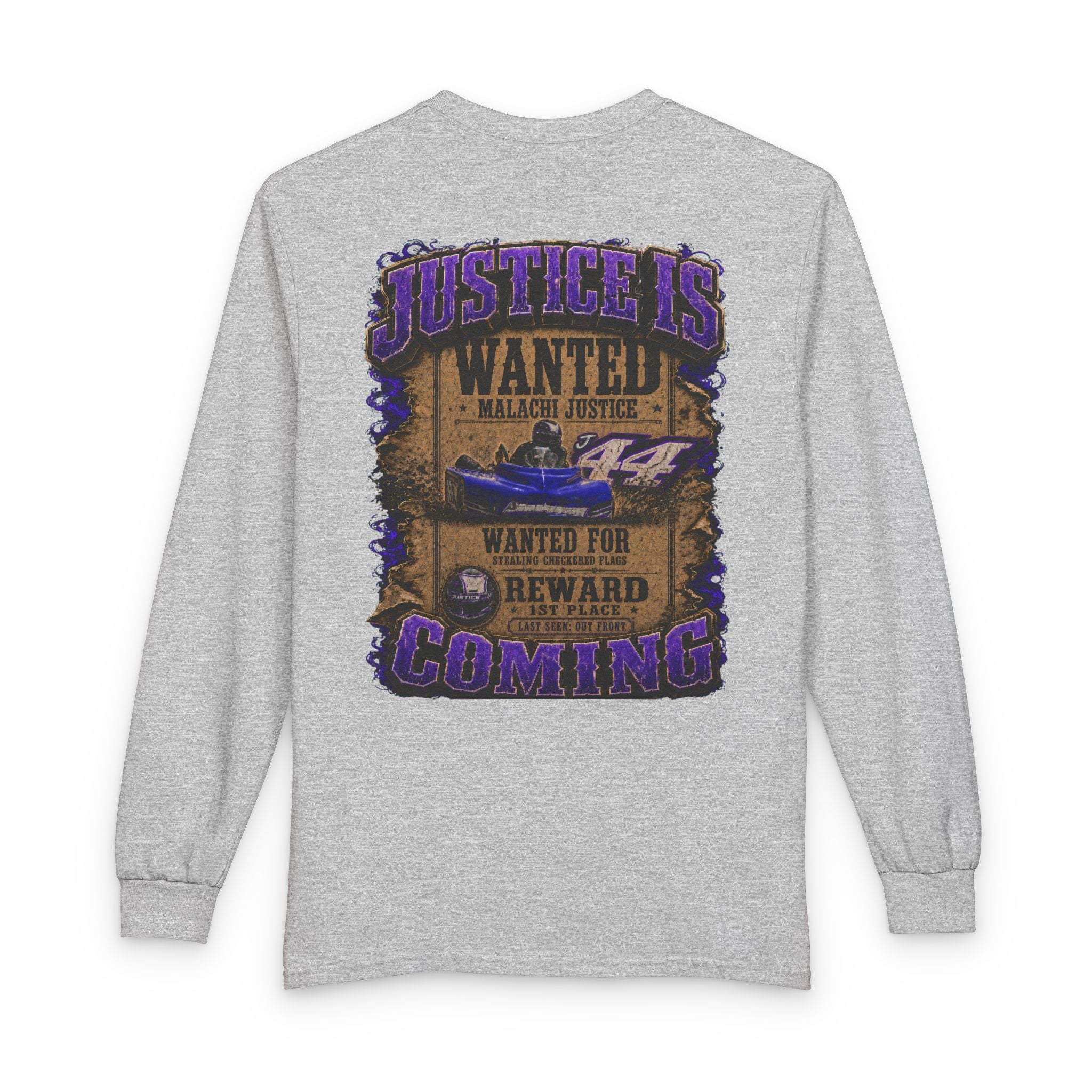 Malachi Justice — "Justice Is Coming" Adult Long Sleeve Tee